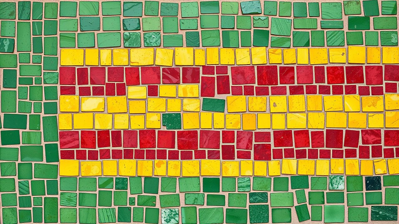Flag of Benin 🇧🇯 in mosaic tiles style