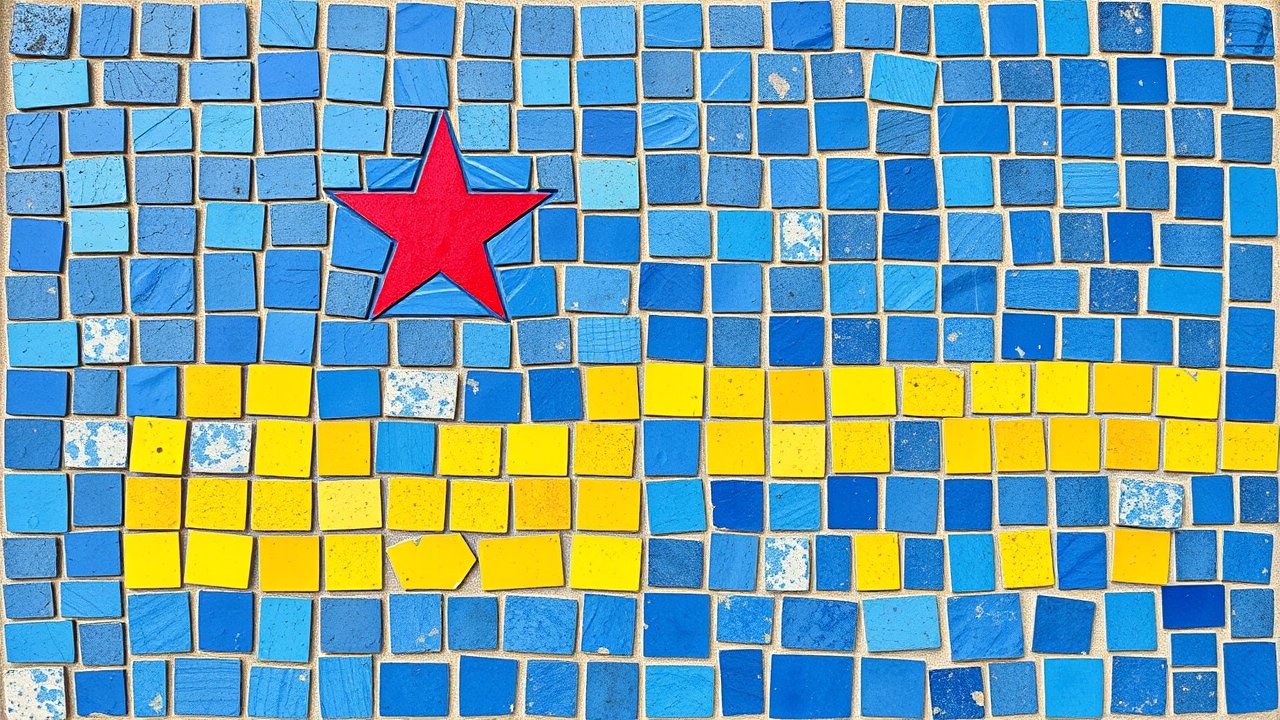 Flag of Aruba 🇦🇼 in mosaic tiles style