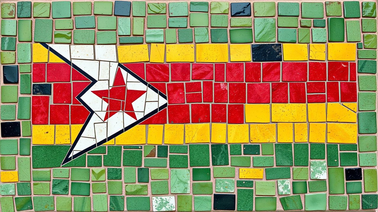 Flag of Zimbabwe 🇿🇼 in mosaic tiles style
