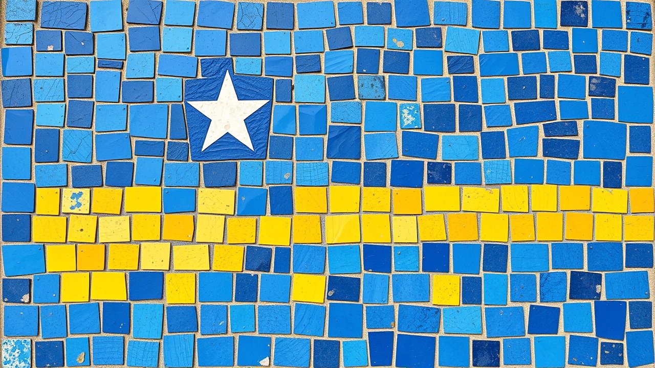 Flag of Curaçao 🇨🇼 in mosaic tiles style