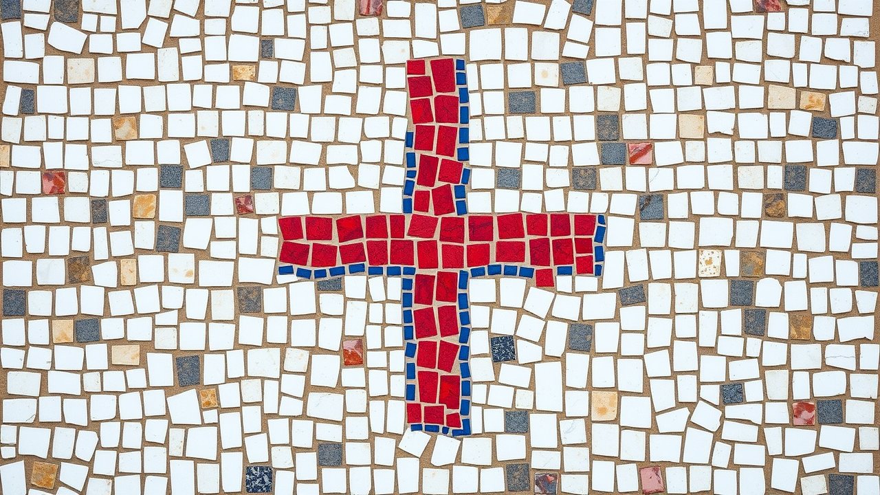 Flag of Faroe Islands 🇫🇴 in mosaic tiles style