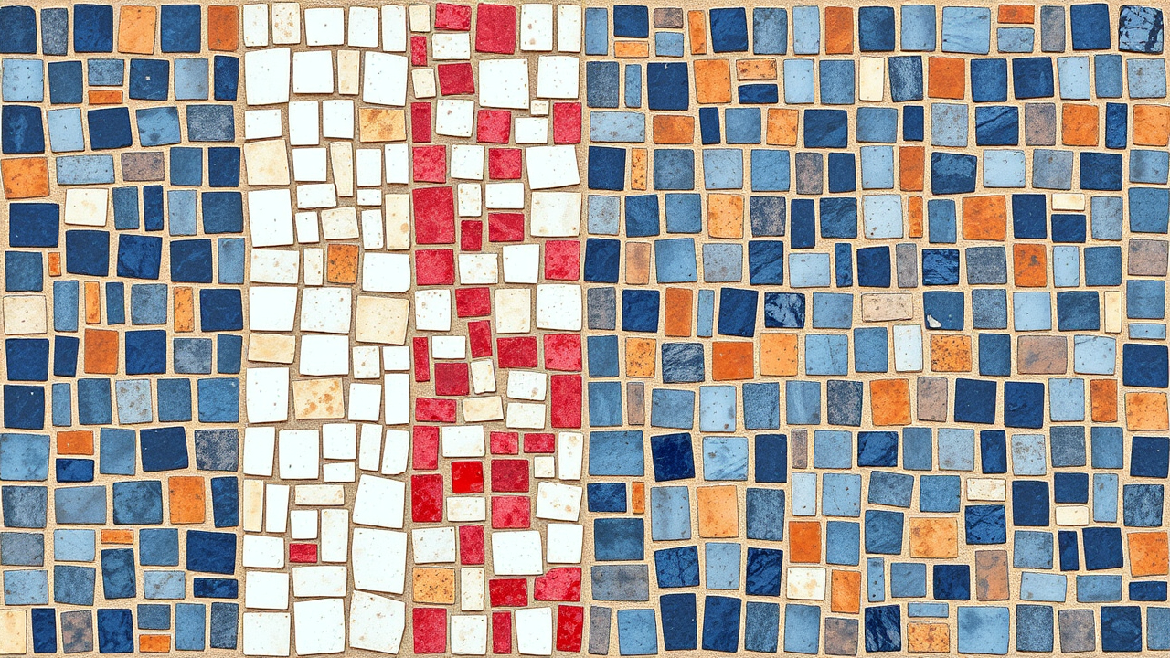 Flag of France in mosaic tiles style