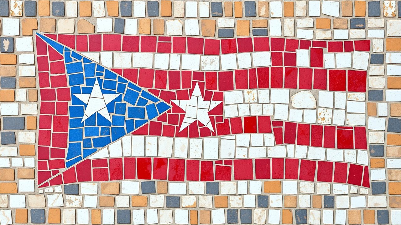 Flag of Puerto Rico 🇵🇷 in mosaic tiles style