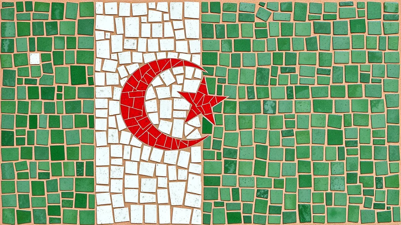 Flag of Algeria 🇩🇿 in mosaic tiles style