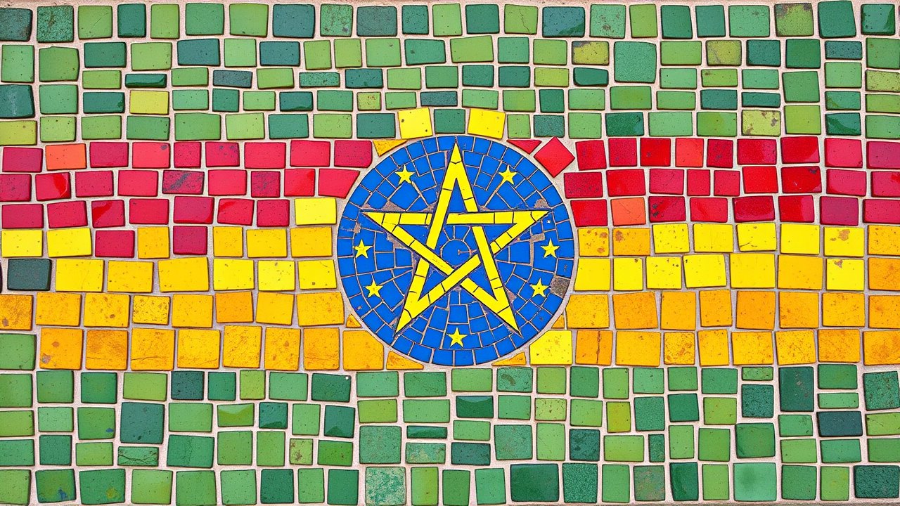 Flag of Ethiopia 🇪🇹 in mosaic tiles style