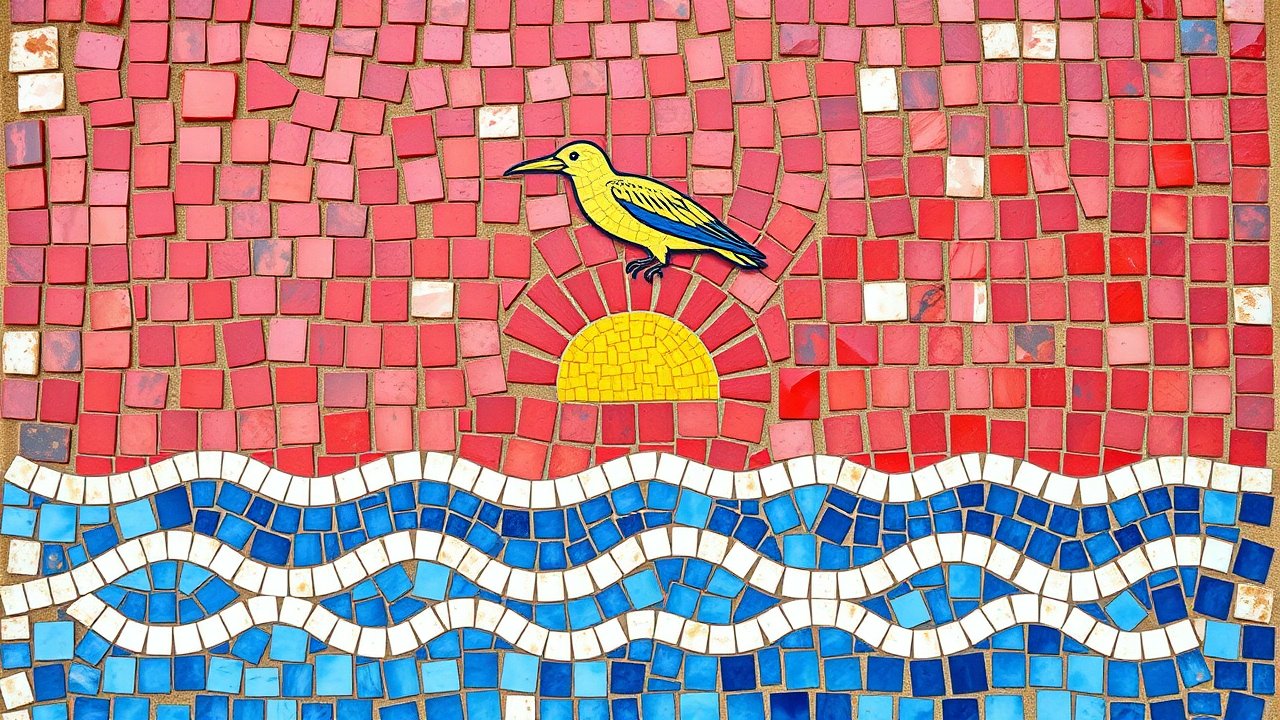 Flag of Kiribati 🇰🇮 in mosaic tiles style