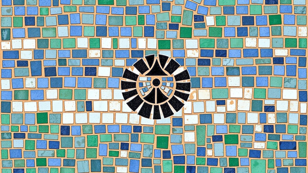 Flag of Lesotho 🇱🇸 in mosaic tiles style