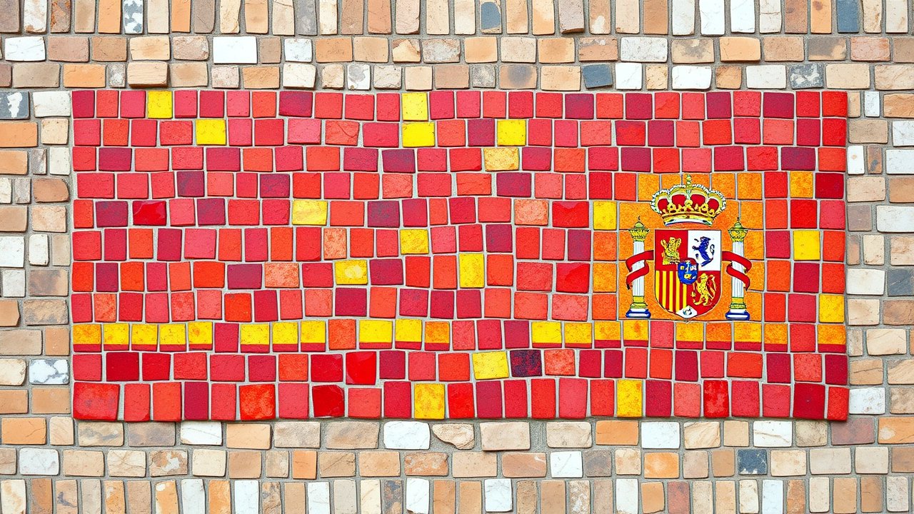 Flag of Spain 🇪🇸 in mosaic tiles style