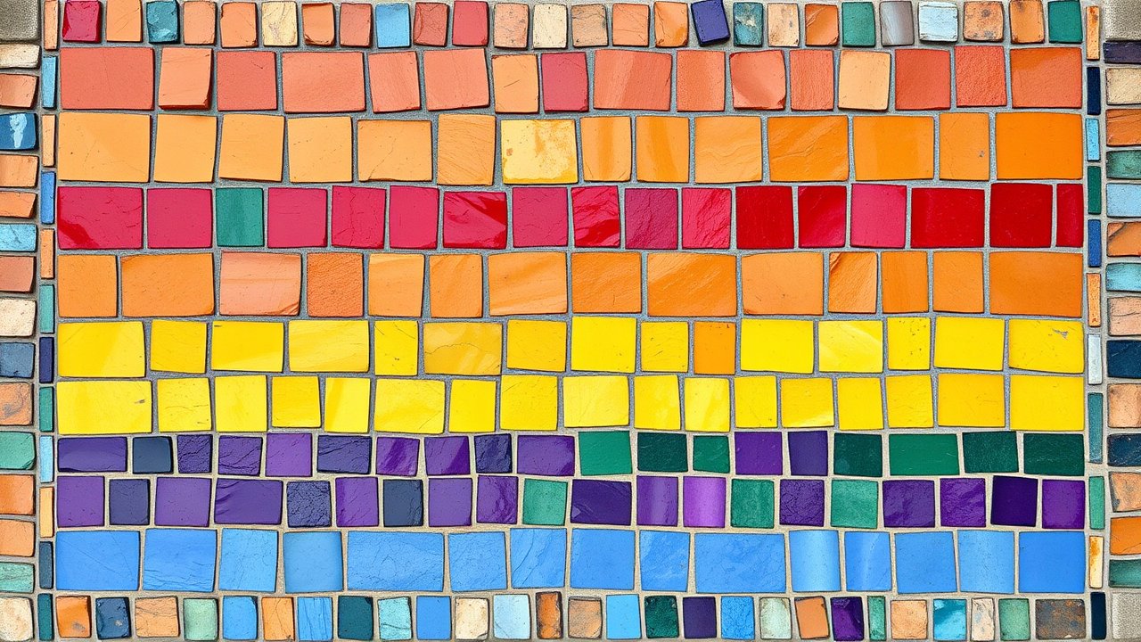 Flag of Pride 🏳️‍🌈 (Rainbow) in mosaic tiles style