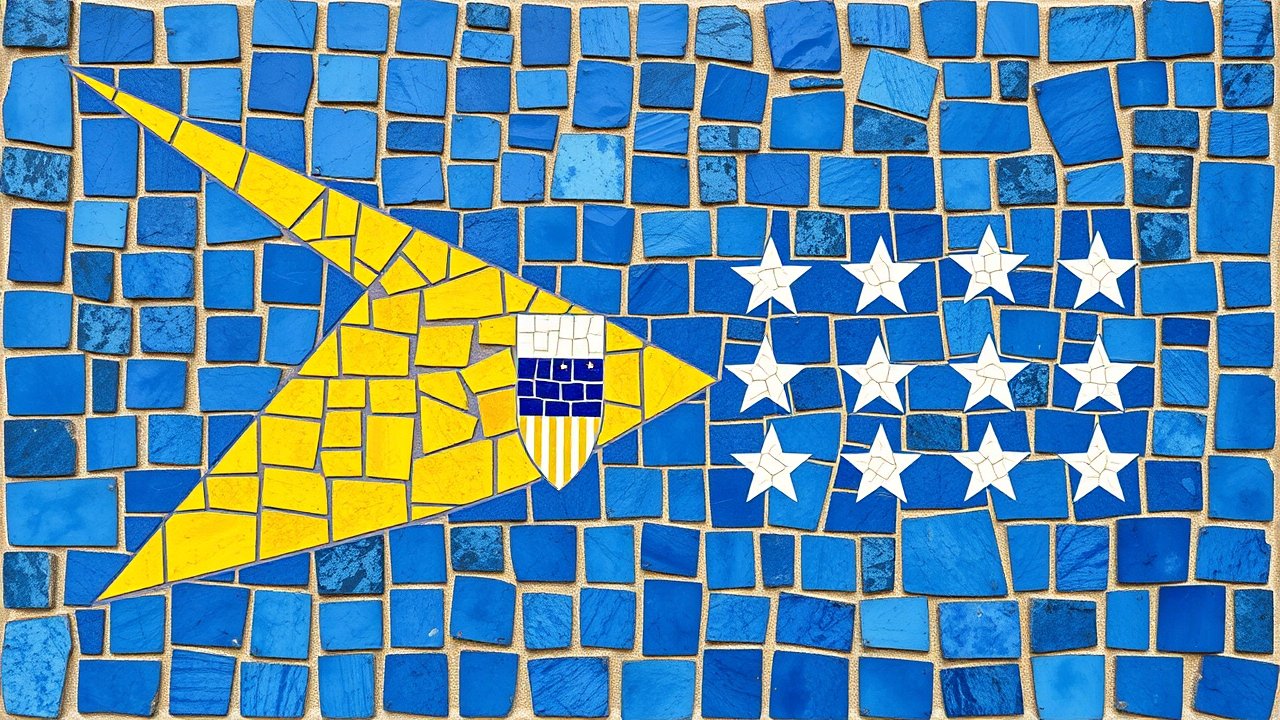 Flag of Bosnia and Herzegovina 🇧🇦 in mosaic tiles style
