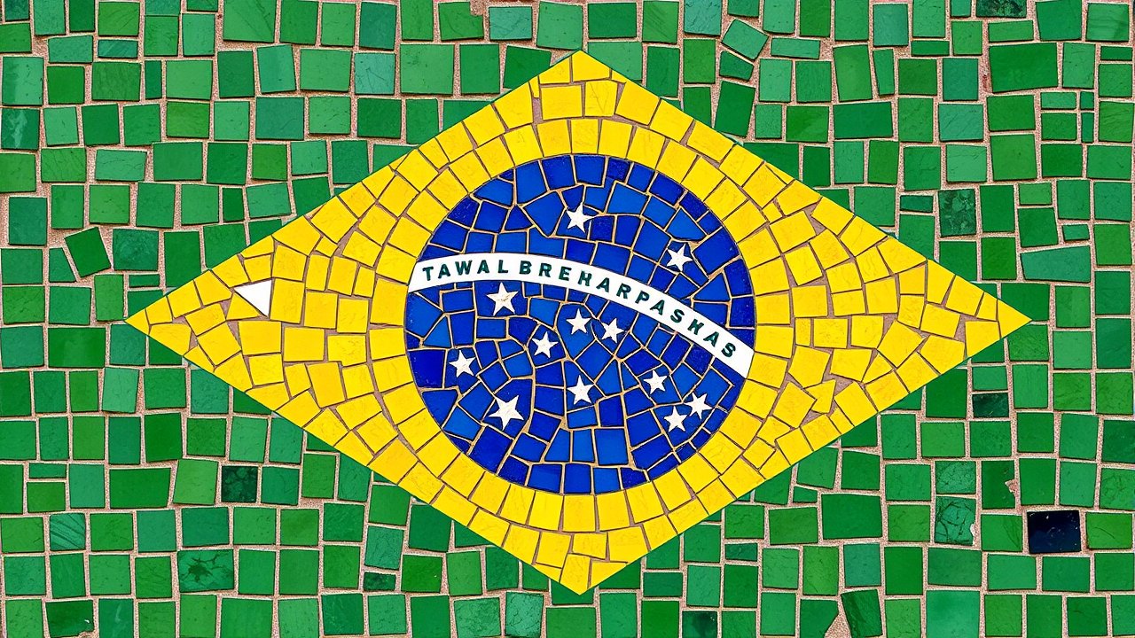 Flag of Brazil 🇧🇷 in mosaic tiles style