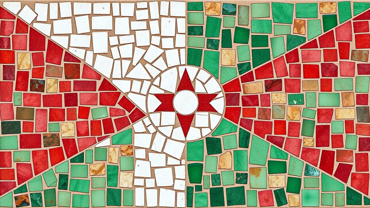 Flag of Burundi 🇧🇮 in mosaic tiles style