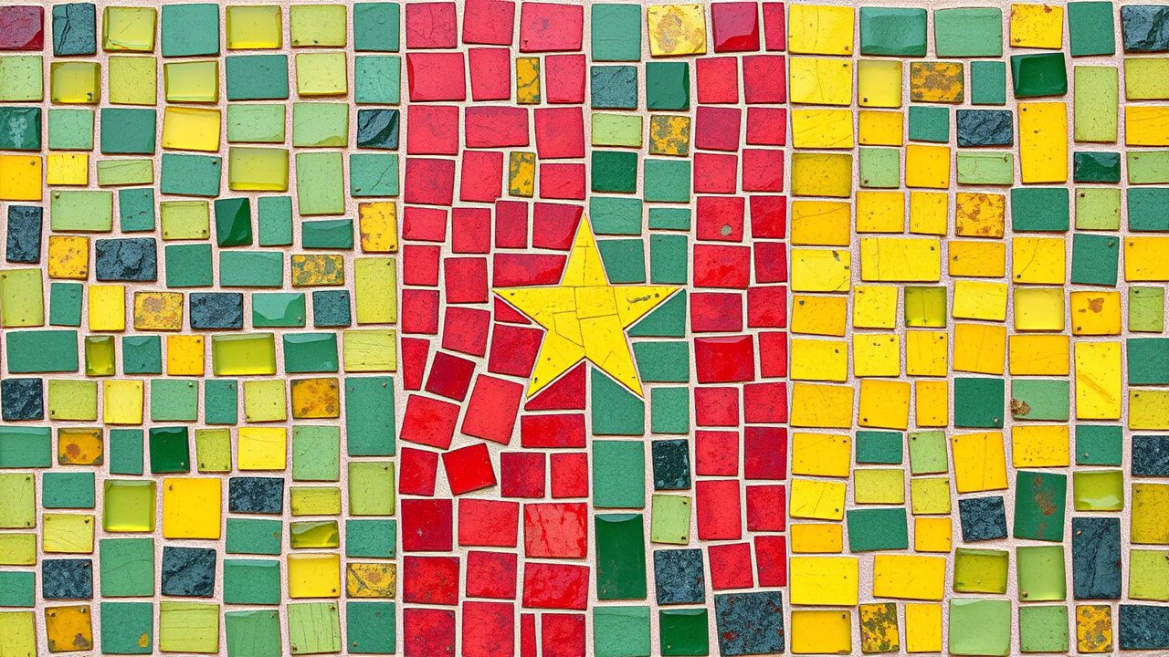 Flag of Cameroon 🇨🇲 in mosaic tiles style