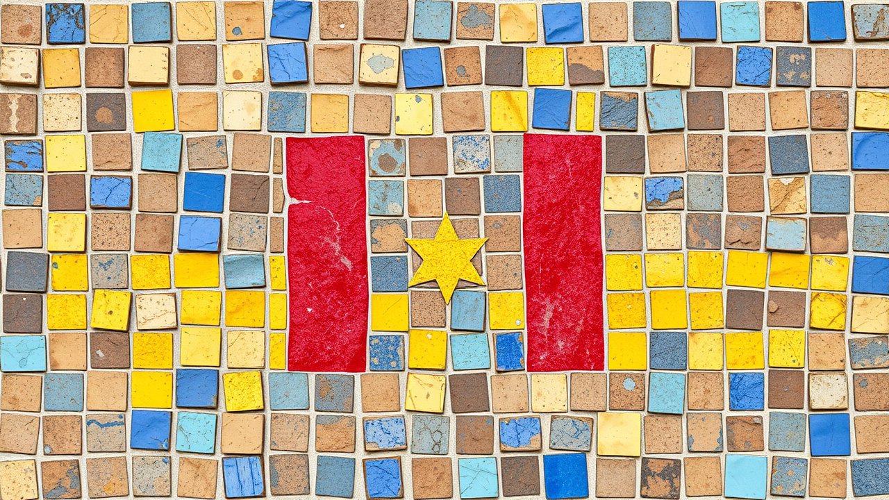 Flag of Chad 🇹🇩 in mosaic tiles style
