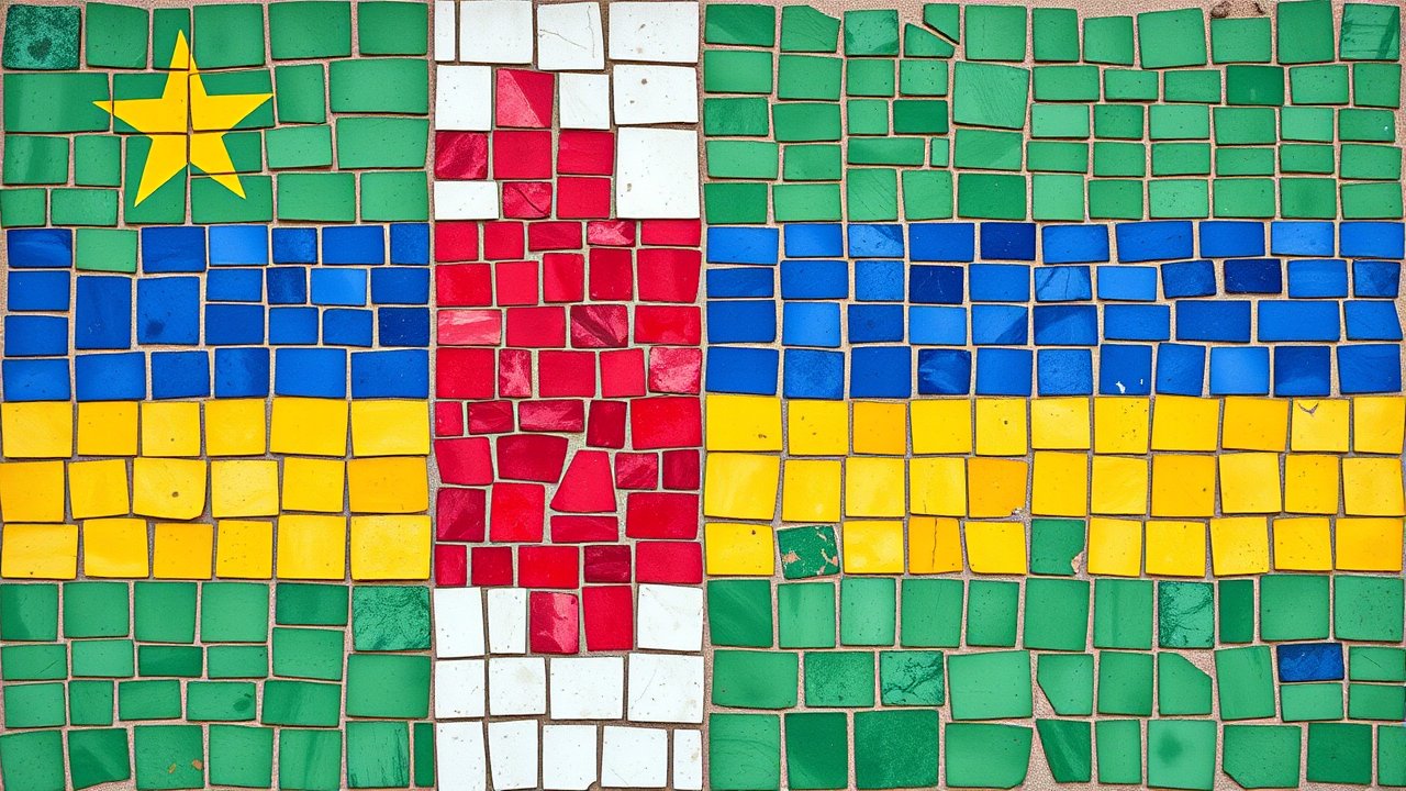 Flag of Central African Republic 🇨🇫 in mosaic tiles style