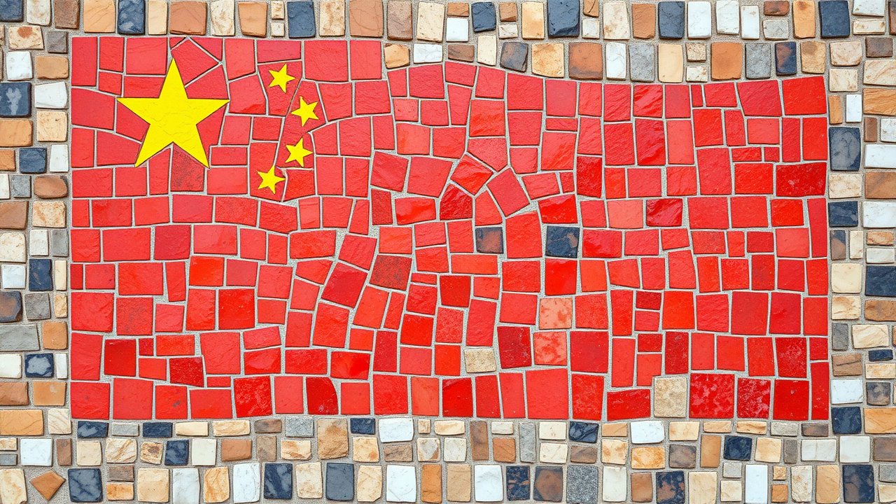 Flag of China 🇨🇳 in mosaic tiles style