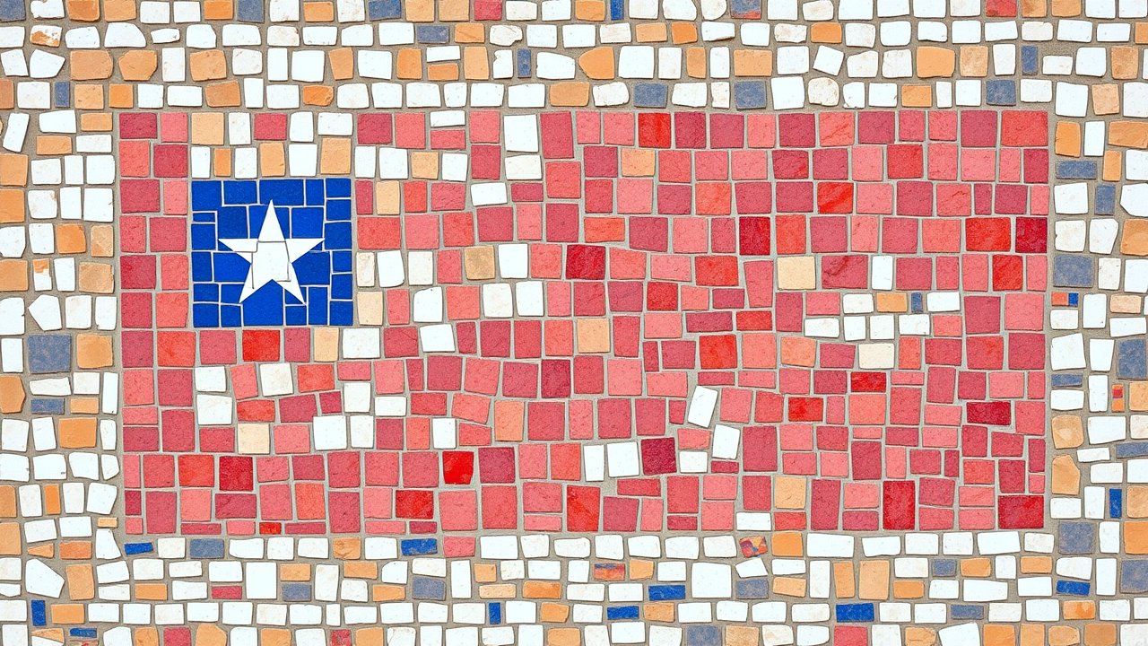 Flag of Chile 🇨🇱 in mosaic tiles style