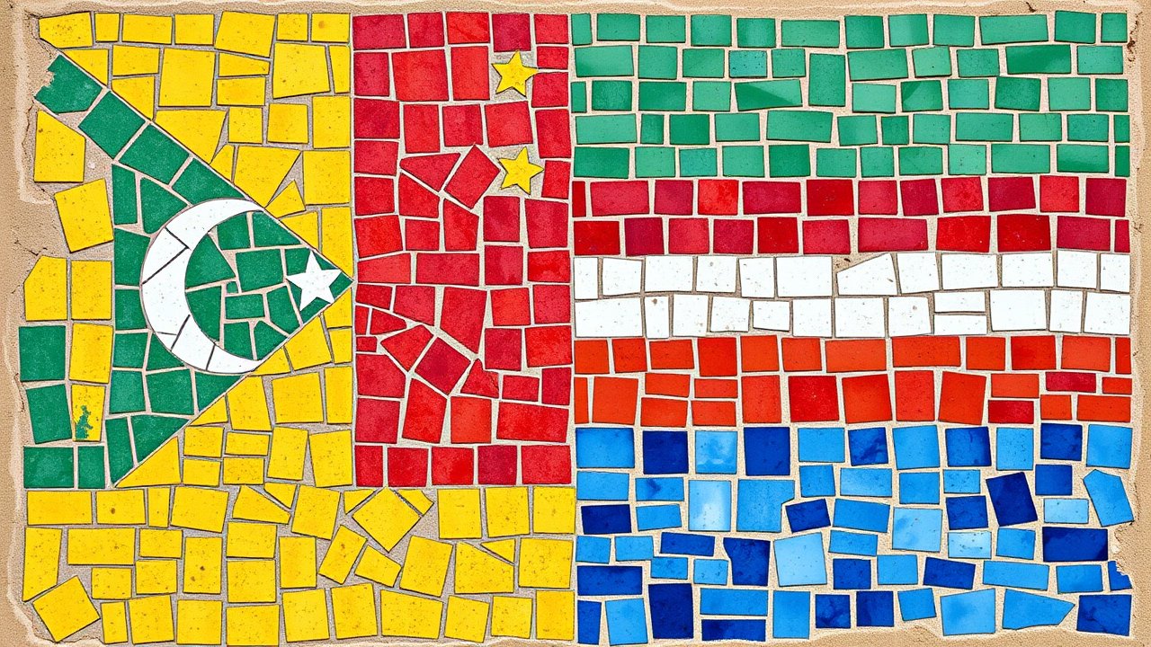 Flag of Comoros 🇰🇲 in mosaic tiles style