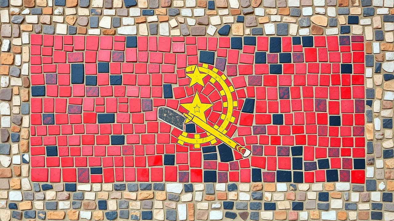 Flag of Angola 🇦🇴 in mosaic tiles style