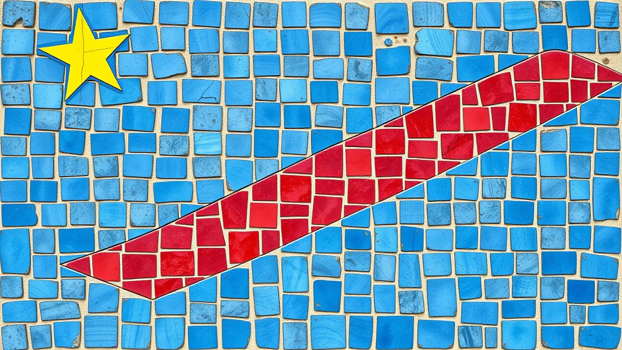 Flag of Democratic Republic of the Congo 🇨🇩 in mosaic tiles style