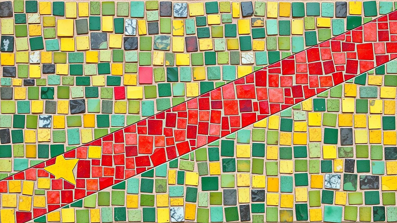 Flag of Congo 🇨🇬 in mosaic tiles style