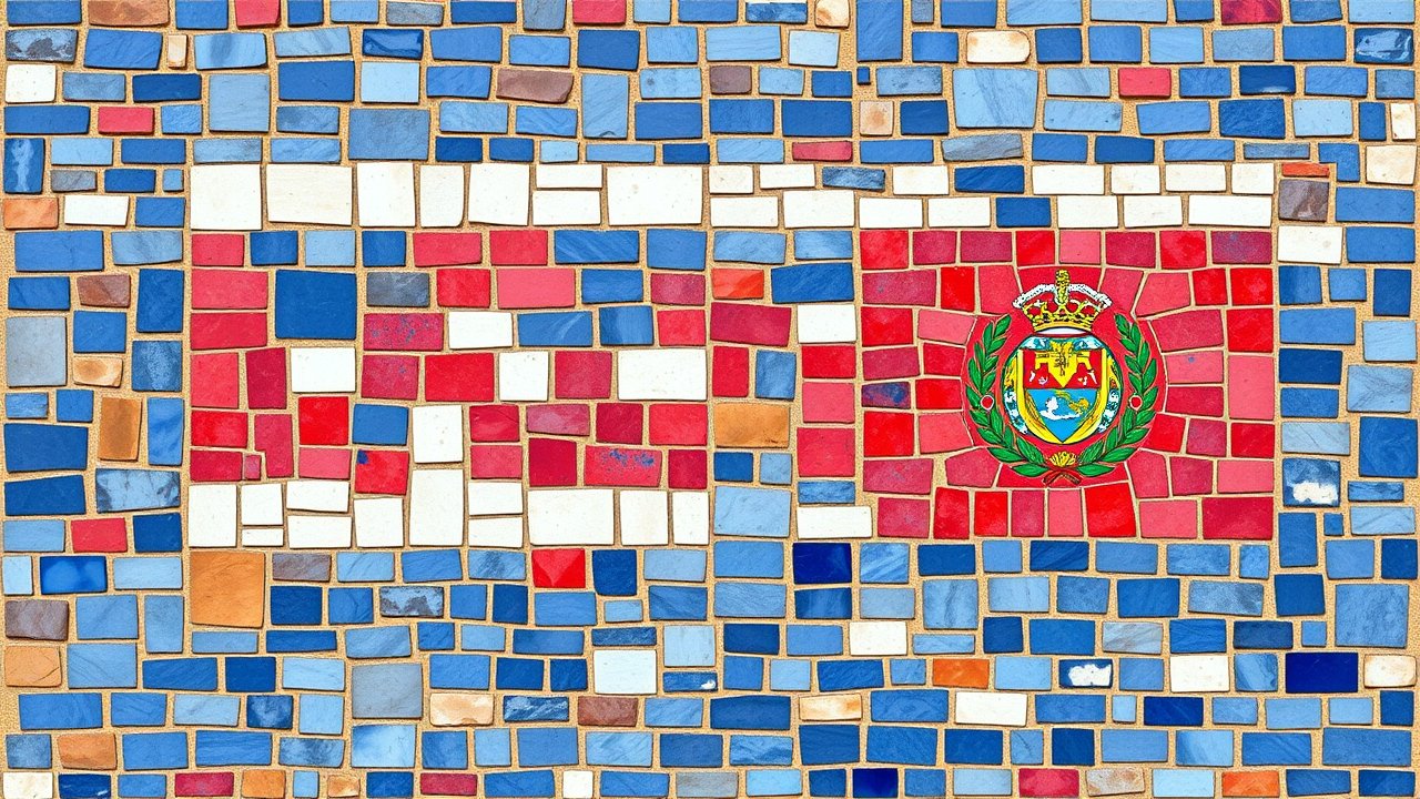 Flag of Costa Rica 🇨🇷 in mosaic tiles style