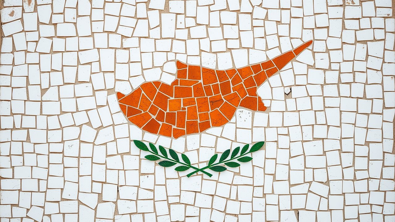 Flag of Cyprus 🇨🇾 in mosaic tiles style