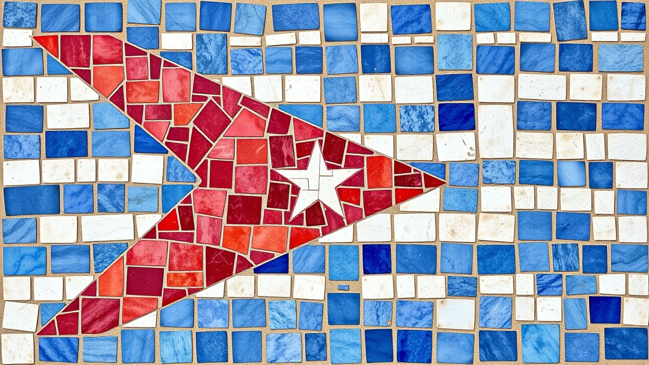 Flag of Cuba 🇨🇺 in mosaic tiles style