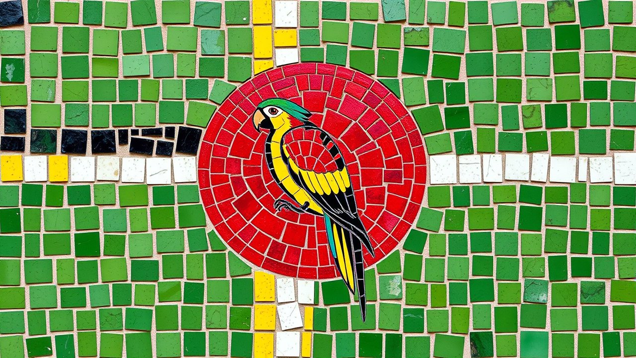 Flag of Dominica 🇩🇲 in mosaic tiles style