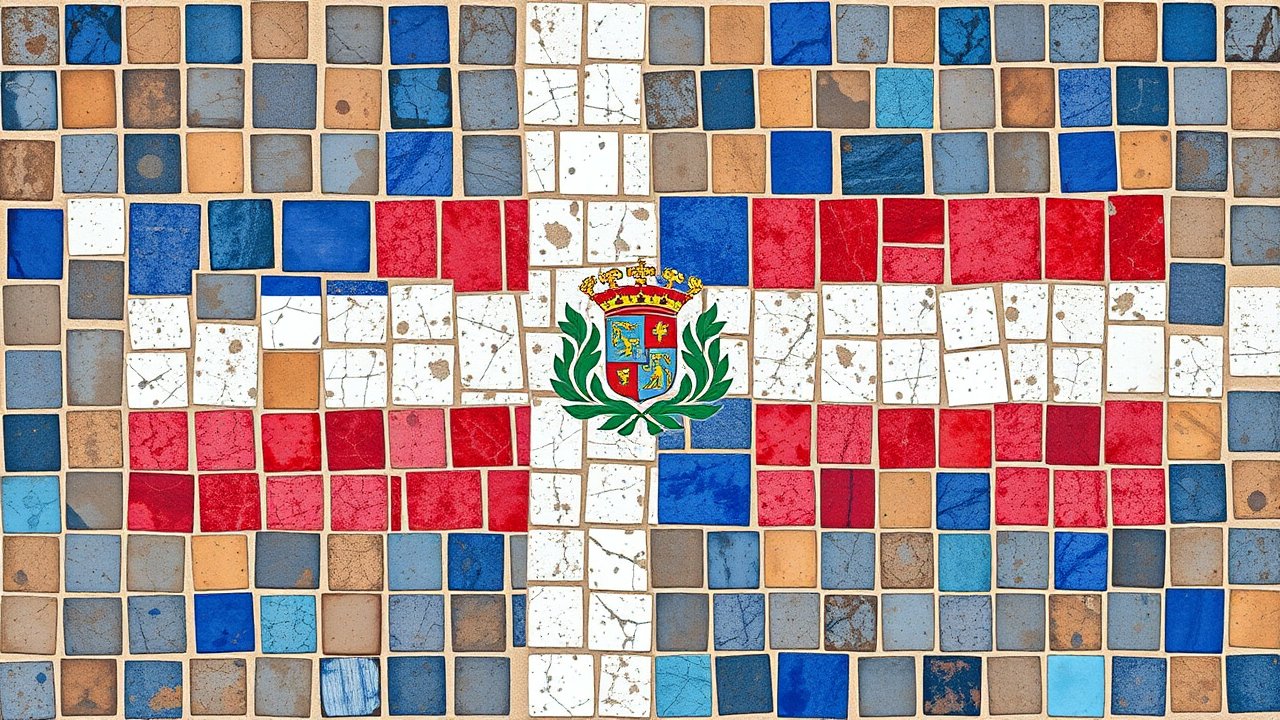 Flag of Dominican Republic 🇩🇴 in mosaic tiles style