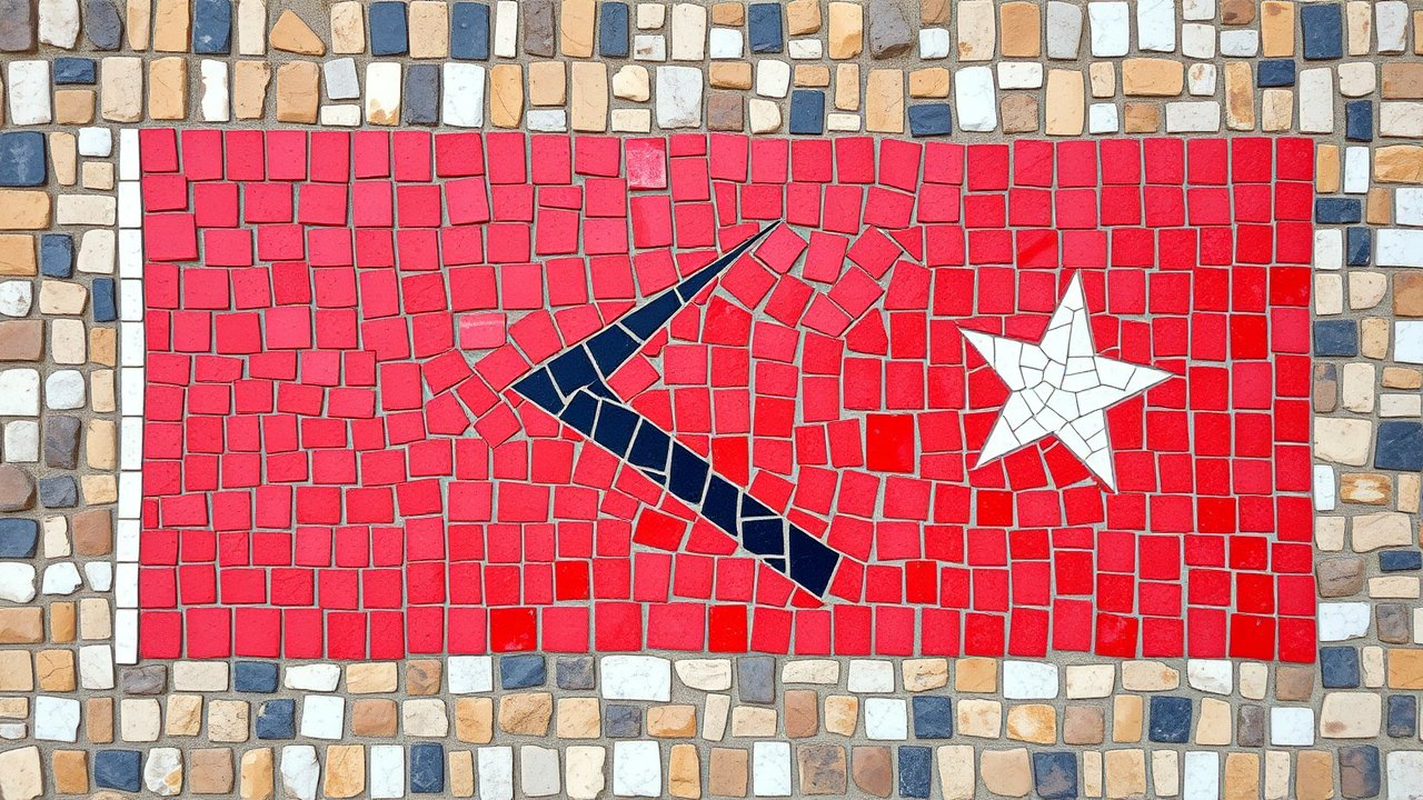 Flag of Timor Leste 🇹🇱 in mosaic tiles style