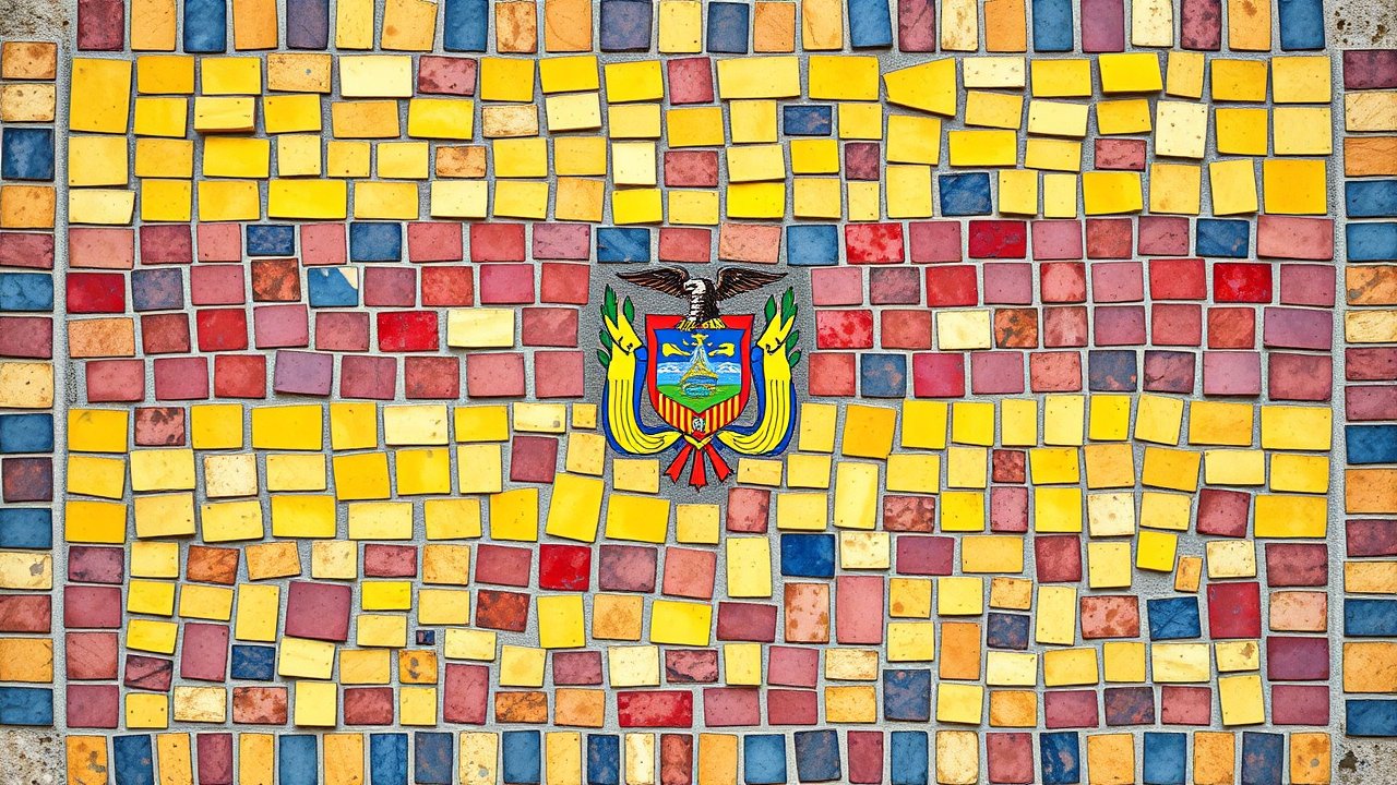 Flag of Ecuador 🇪🇨 in mosaic tiles style