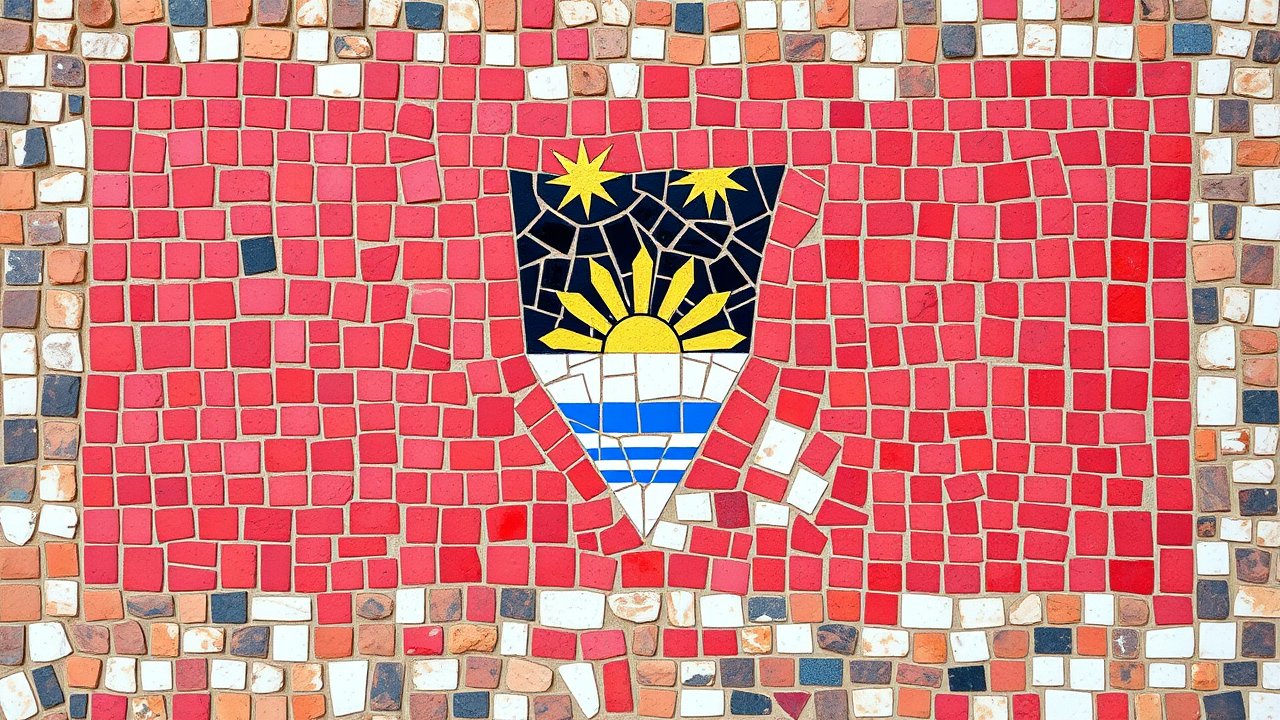 Flag of Antigua and Barbuda 🇦🇬 in mosaic tiles style