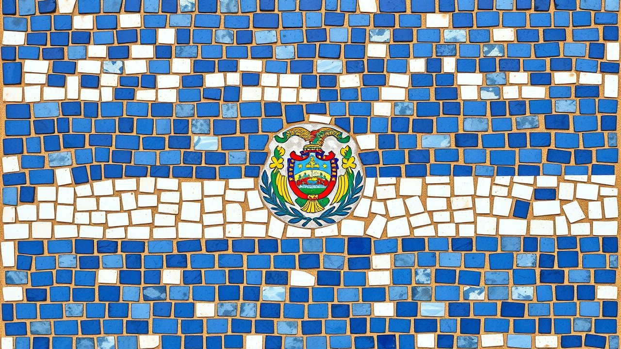 Flag of El Salvador 🇸🇻 in mosaic tiles style
