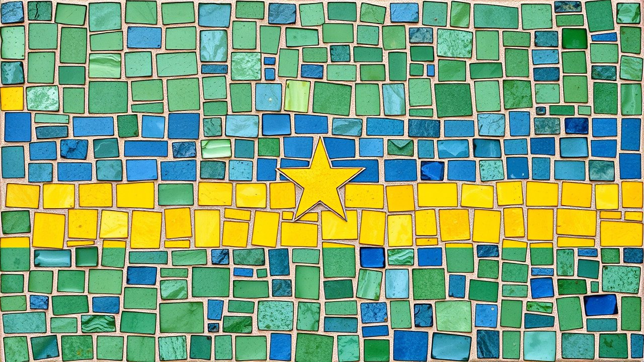 Flag of Gabon 🇬🇦 in mosaic tiles style
