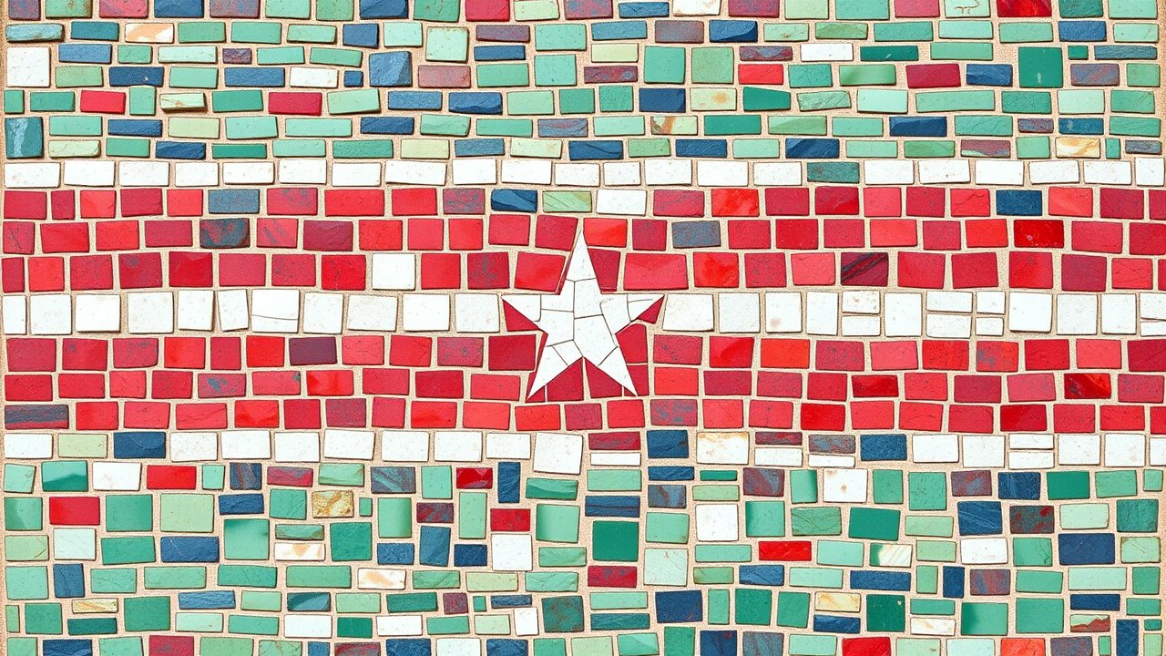 Flag of Gambia 🇬🇲 in mosaic tiles style