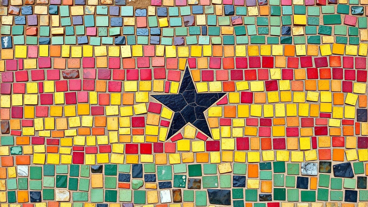 Flag of Ghana 🇬🇭 in mosaic tiles style