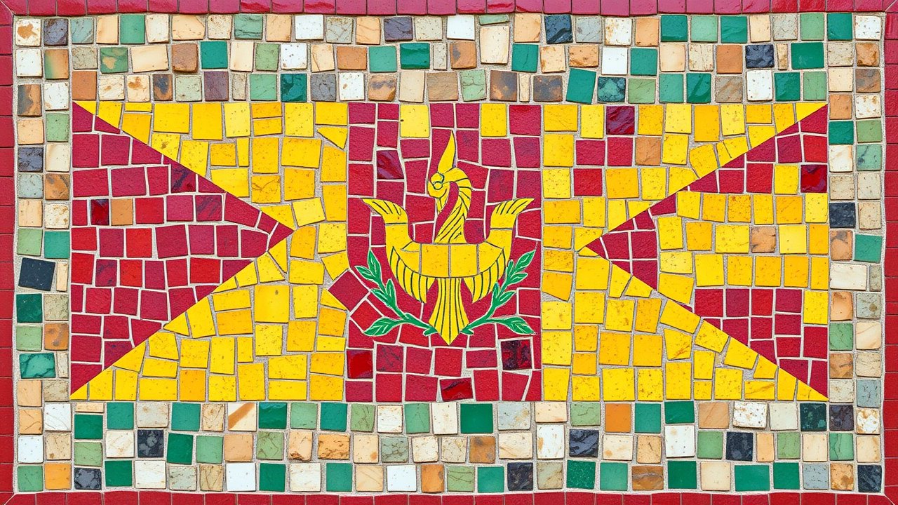 Flag of Grenada 🇬🇩 in mosaic tiles style