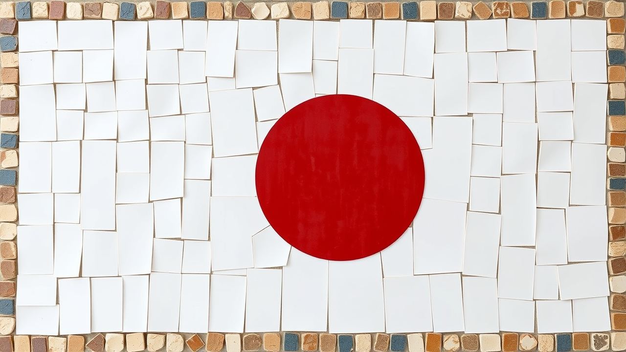 Flag of Japan in mosaic tiles style