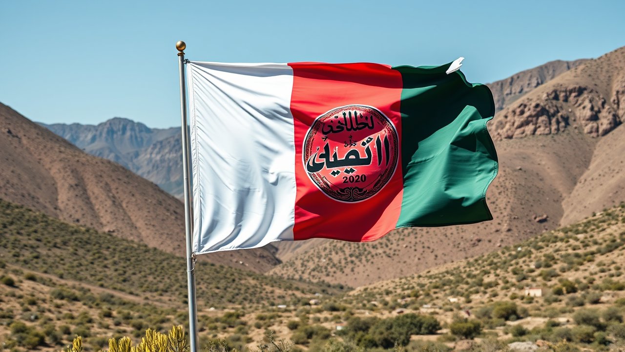 Flag of Afghanistan 🇦🇫 in native landscape style