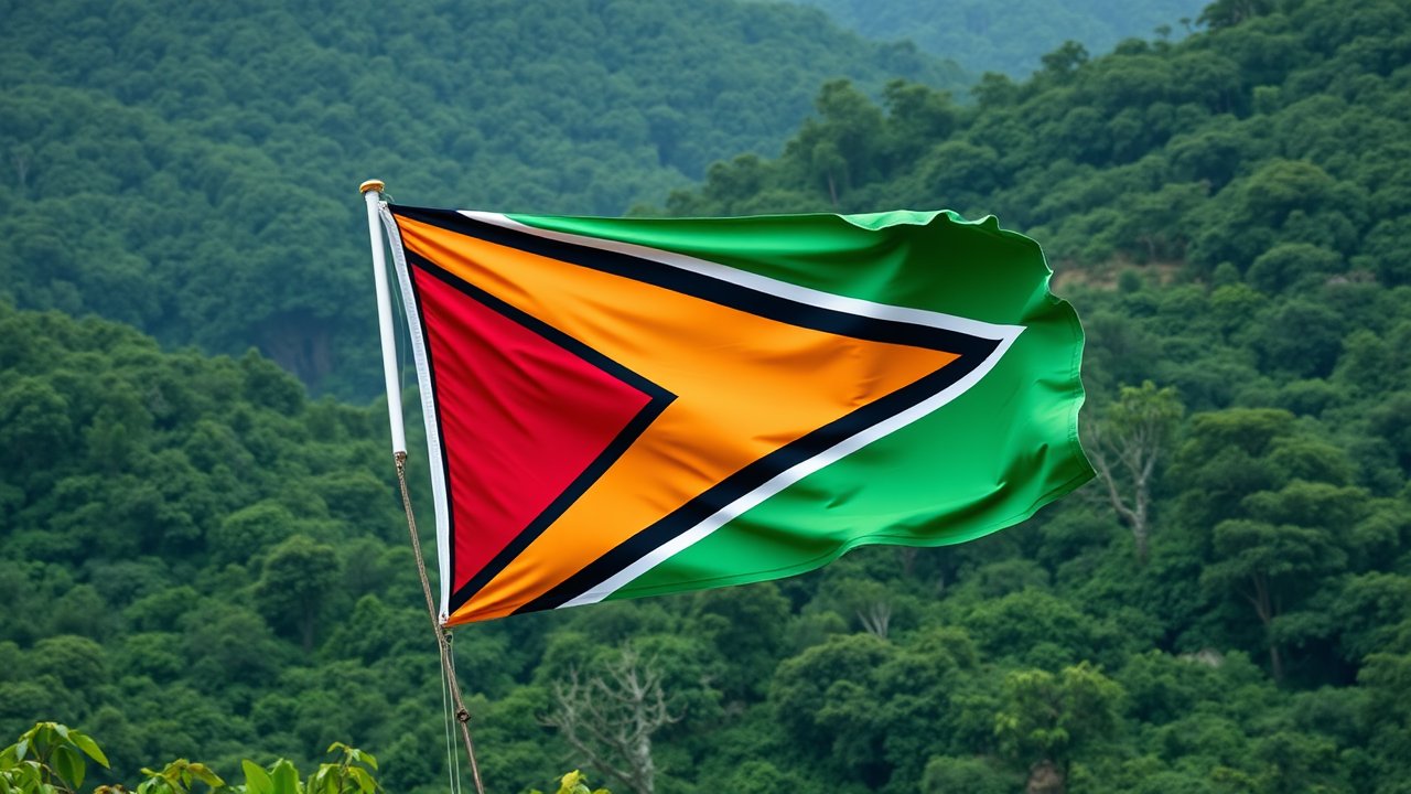 Flag of Guyana 🇬🇾 in native landscape style