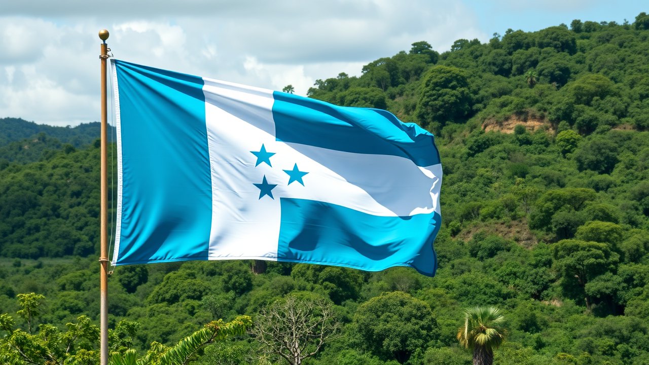 Flag of Honduras ðŸ‡ðŸ‡³ in native landscape style