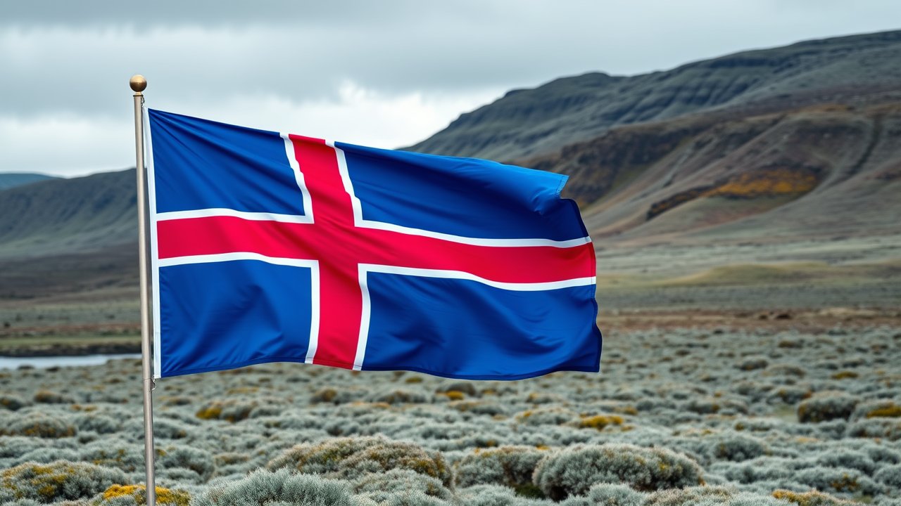 Flag of Iceland 🇮🇸 in native landscape style