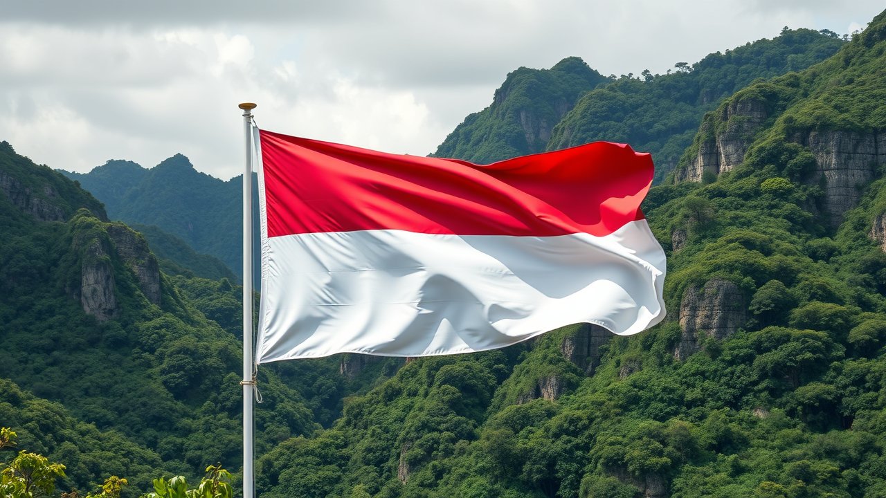 Flag of Indonesia 🇮🇩 in native landscape style