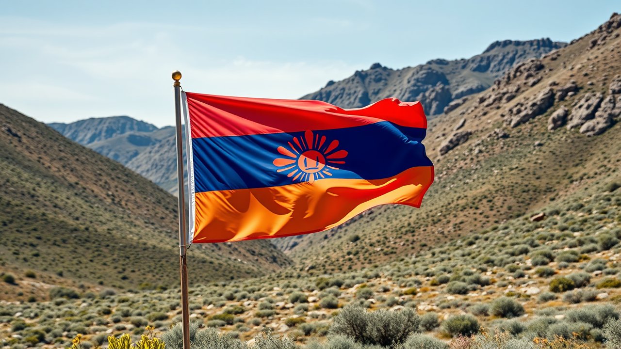 Flag of Armenia 🇦🇲 in native landscape style