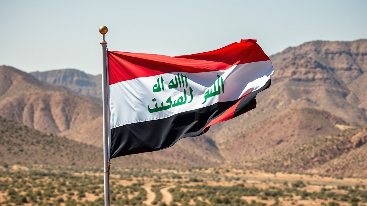 Flag of Iraq 🇮🇶 in native landscape style