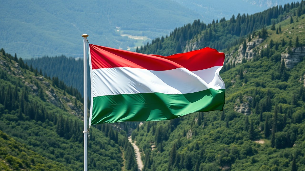 Flag of Hungary 🇭🇺 in native landscape style