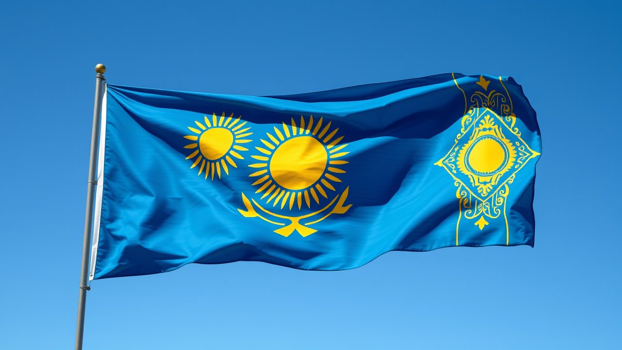 Flag of Kazakhstan 🇰🇿 in native landscape style