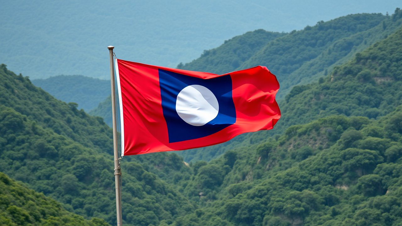 Flag of Laos 🇱🇦 in native landscape style