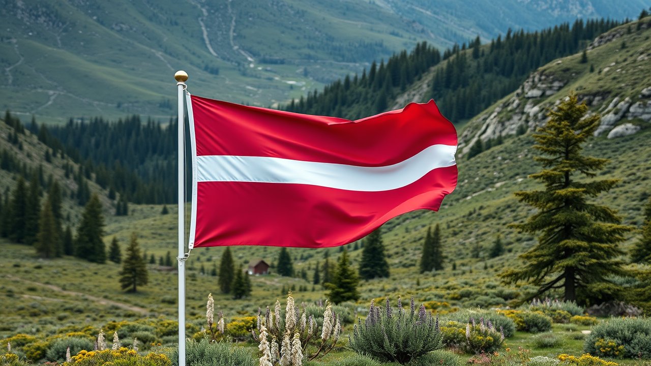 Flag of Latvia 🇱🇻 in native landscape style